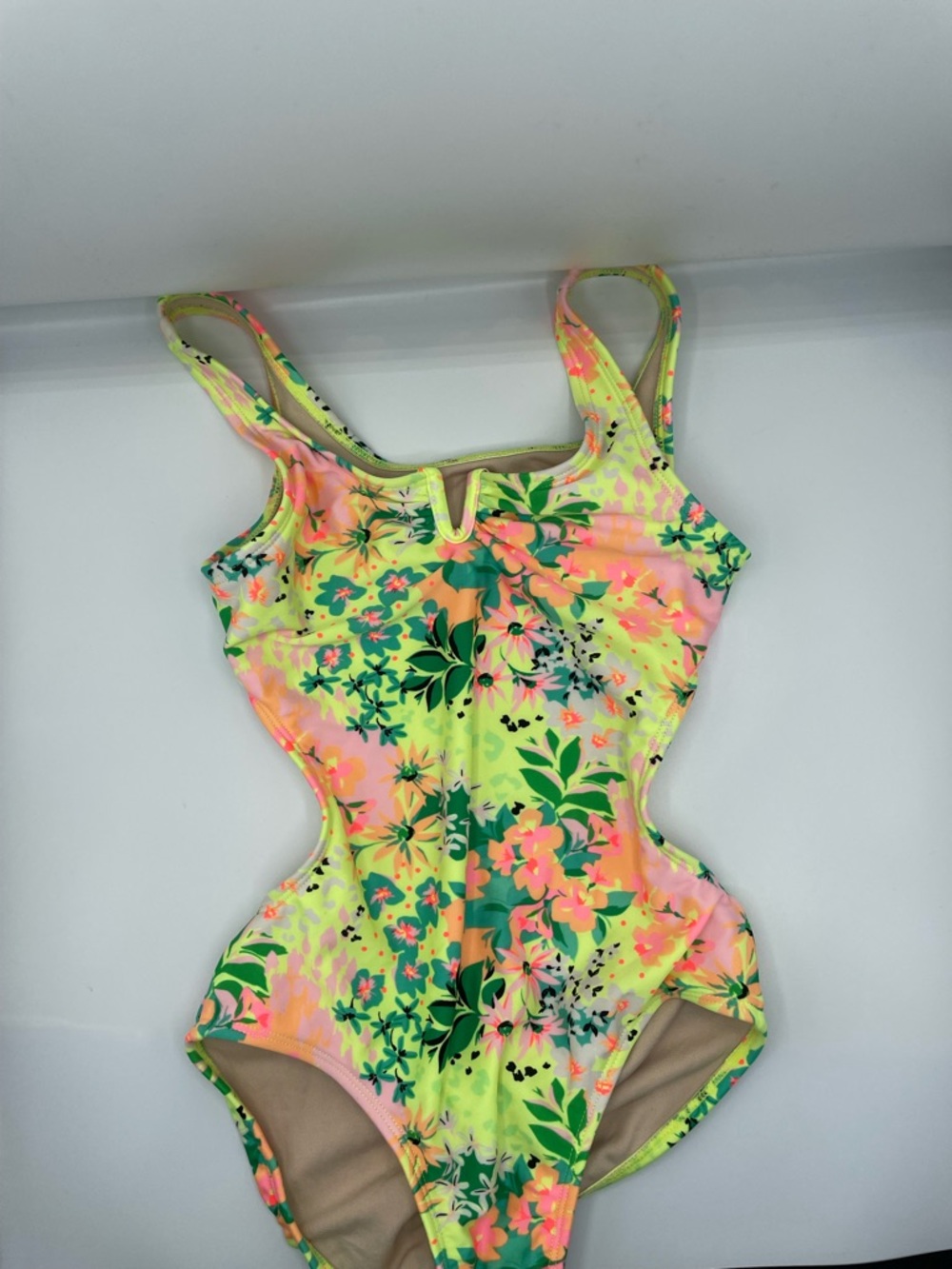 art class Neon Floral One-Piece Swimsuit in Yellow-Green and Pink